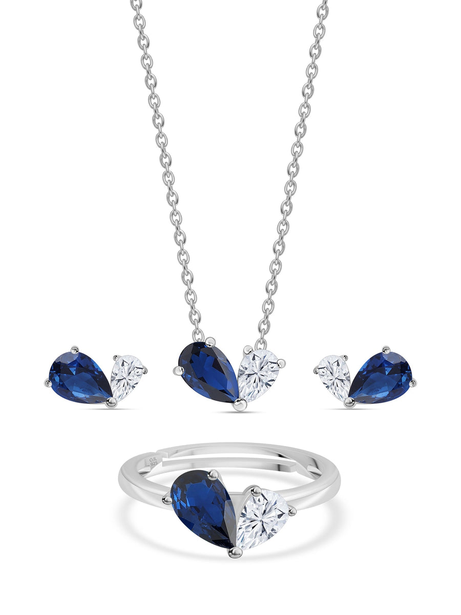 Blue Toi Et Moi Jewellery Set For Women
