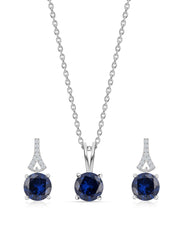 Blue Sapphire Solitaire Set For Women
