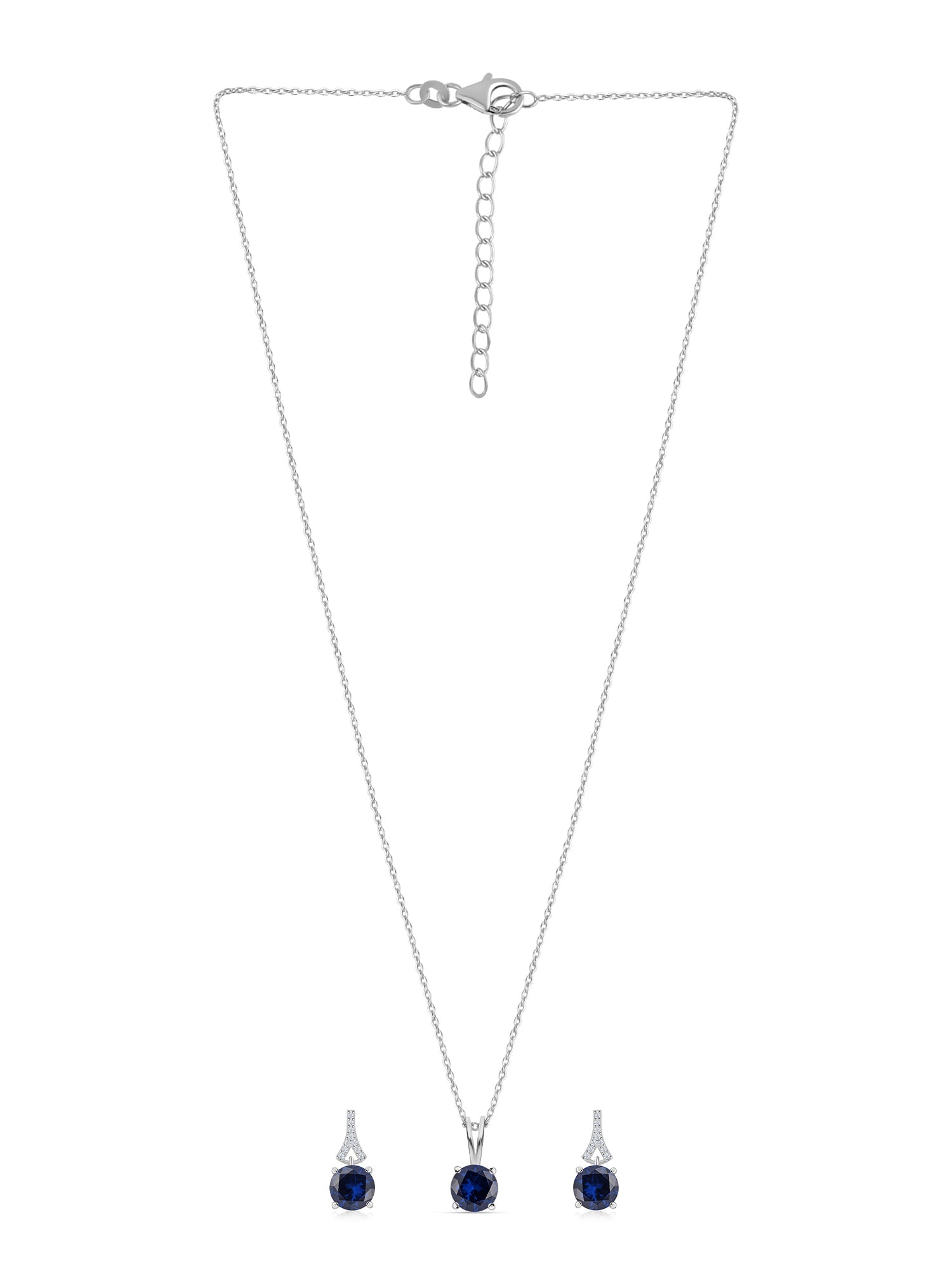 Blue Sapphire Solitaire Set For Women