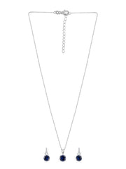 Blue Sapphire Solitaire Set For Women