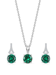 Emerald Solitaire Set For Women