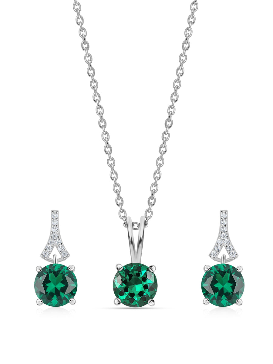 Emerald Solitaire Set For Women