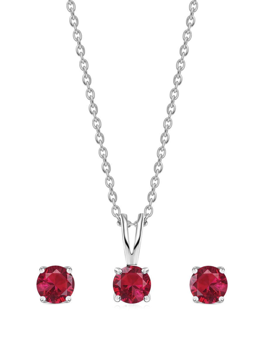 1 Carat Ruby  Solitaire Set