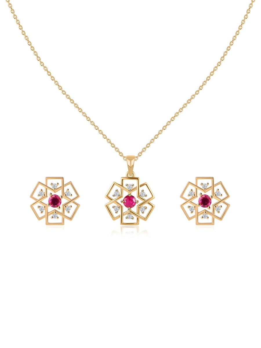 Modern Classic Ruby Jewellery Set