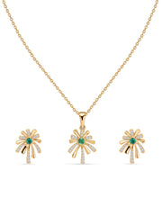 Flower Emerald Jewellry Set