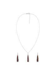 Natural Turquoise & White Zircon Silver Jewellery Set