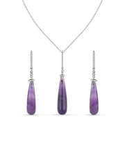 Natural Amethyst & Zirconia Silver Jewellery Set