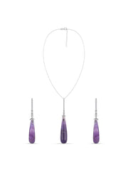 Natural Amethyst & Zirconia Silver Jewellery Set