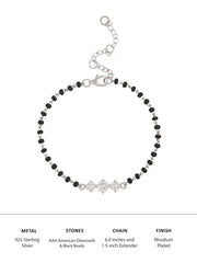 925 Sterling Silver Three Stone Mangalsutra Bracelet-6