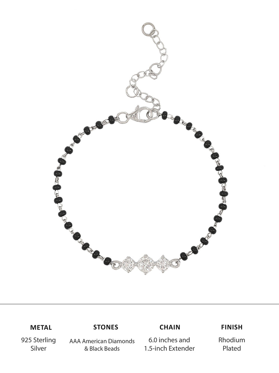 925 Sterling Silver Three Stone Mangalsutra Bracelet-6
