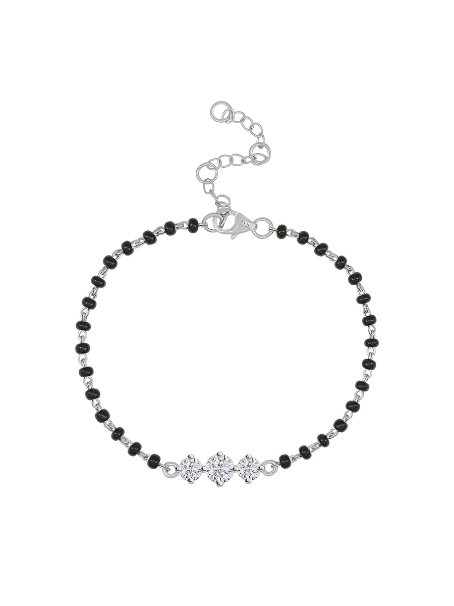 925 Sterling Silver Three Stone Mangalsutra Bracelet-5