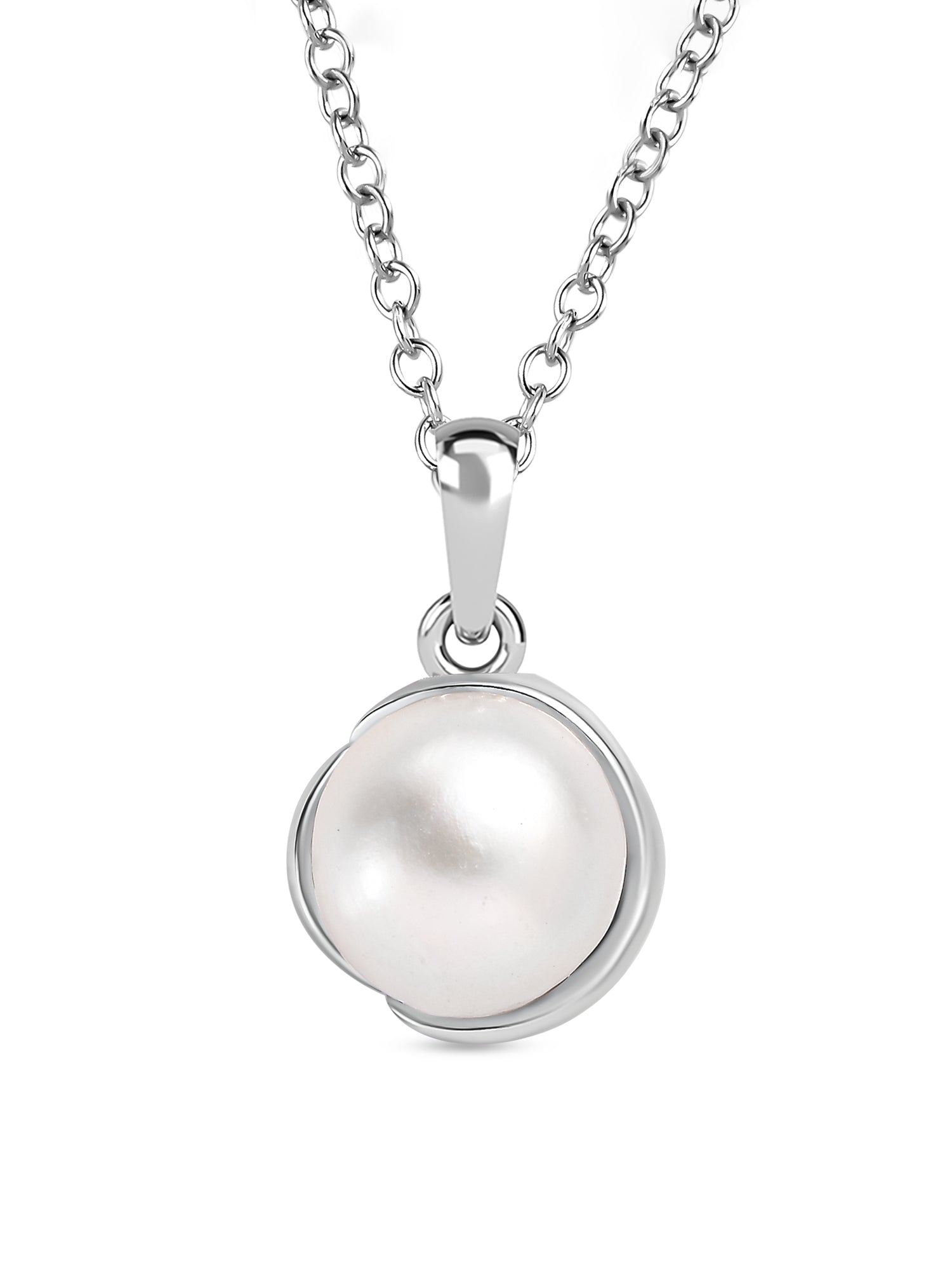 Pure Silver Freshwater Pearl Flower Necklace At Ornate Jewels-3