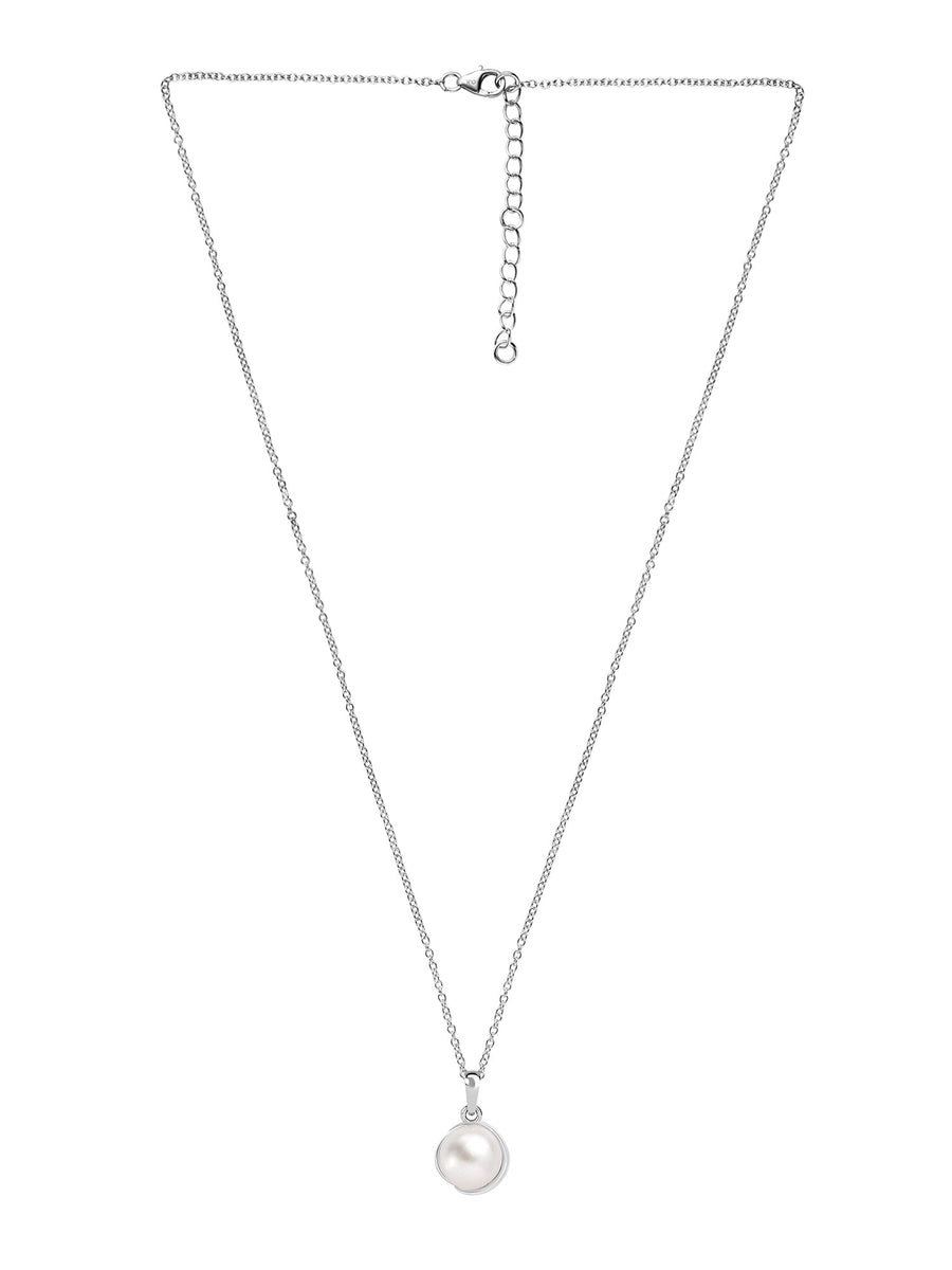 Pure Silver Freshwater Pearl Flower Necklace At Ornate Jewels-5