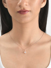 Rose Gold Plated 0.75 Carat Solitaire American Diamond Heart Pendant-2