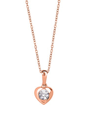 Rose Gold Plated 0.75 Carat Solitaire American Diamond Heart Pendant-3
