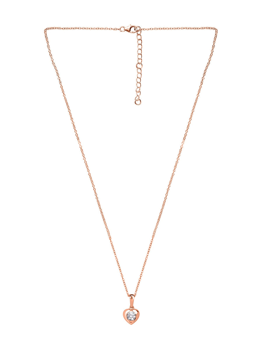 Rose Gold Plated 0.75 Carat Solitaire American Diamond Heart Pendant