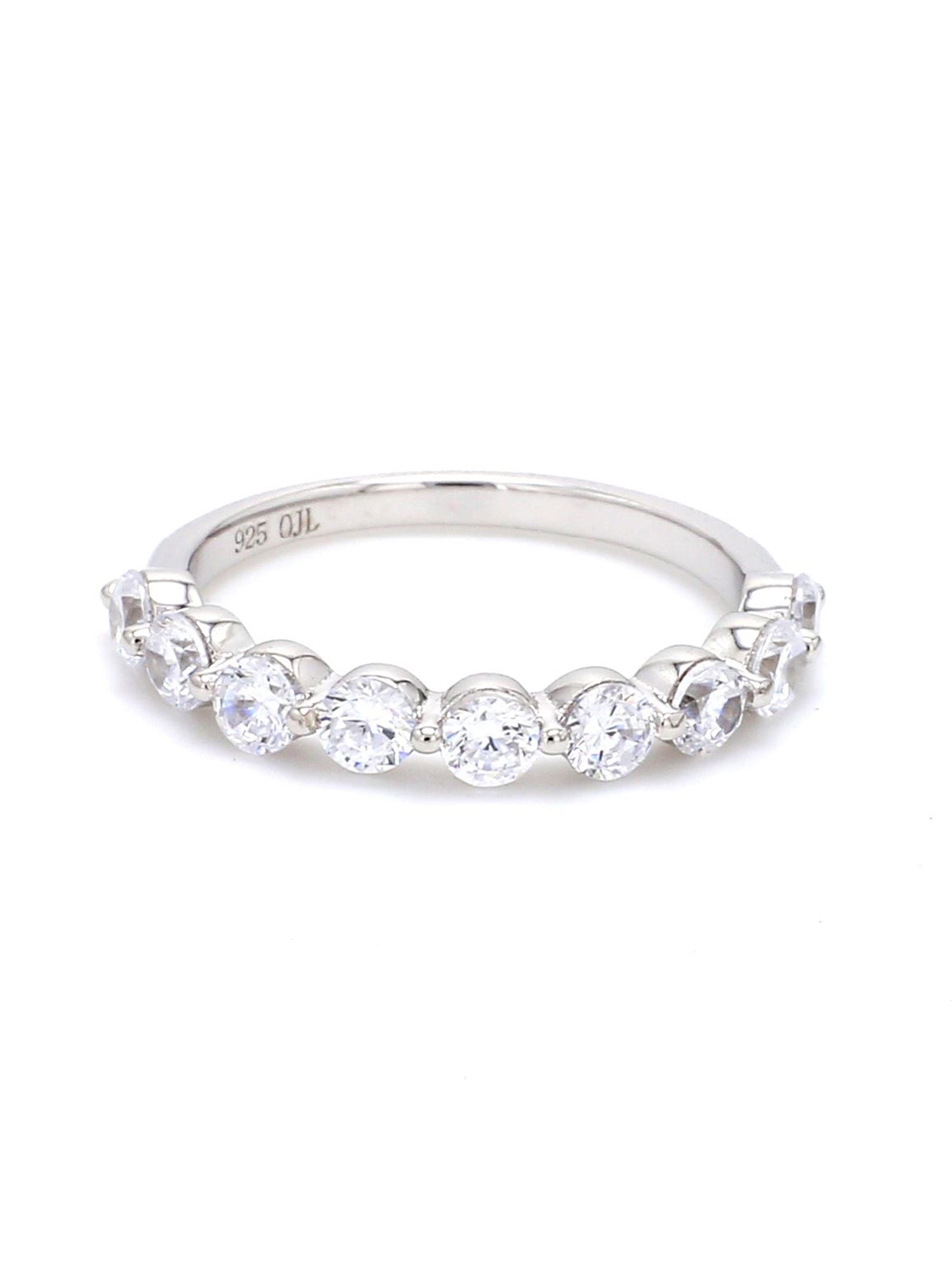 STERLING SILVER AMERICAN DIAMOND NINE STONE RING
