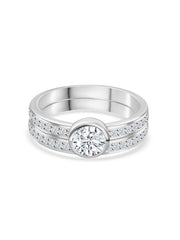 1 Carat American Diamond Solitaire Ring With A Band