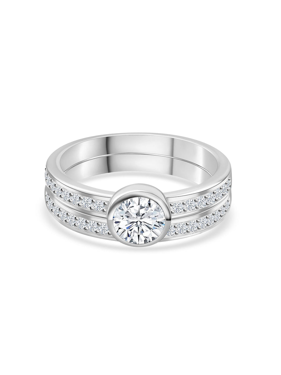 1 Carat American Diamond Solitaire Ring With A Band