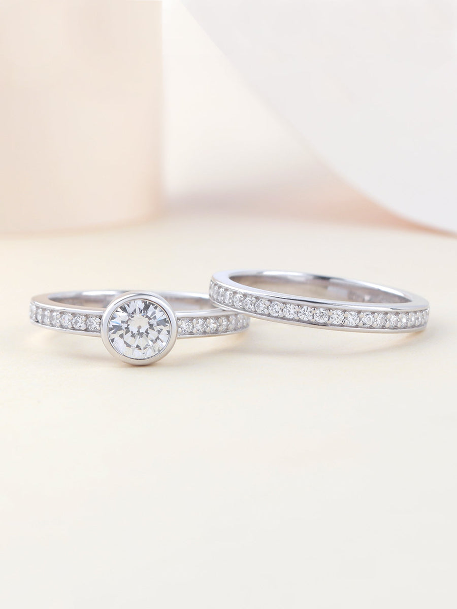 1 Carat American Diamond Solitaire Ring With A Band