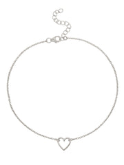 Love Filled Heart Silver Anklet-1