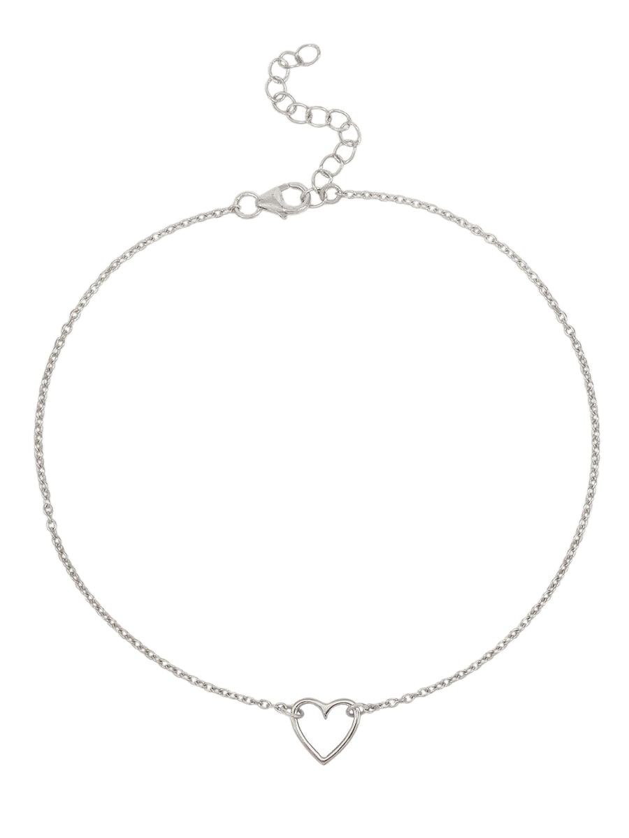 Love Filled Heart Silver Anklet-1