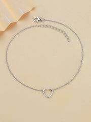 Love Filled Heart Silver Anklet-2