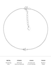 Shreya Flower Design Anklet For Women In Pure Silver-3