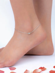 Shreya Flower Design Silver Charm Anklet for Women