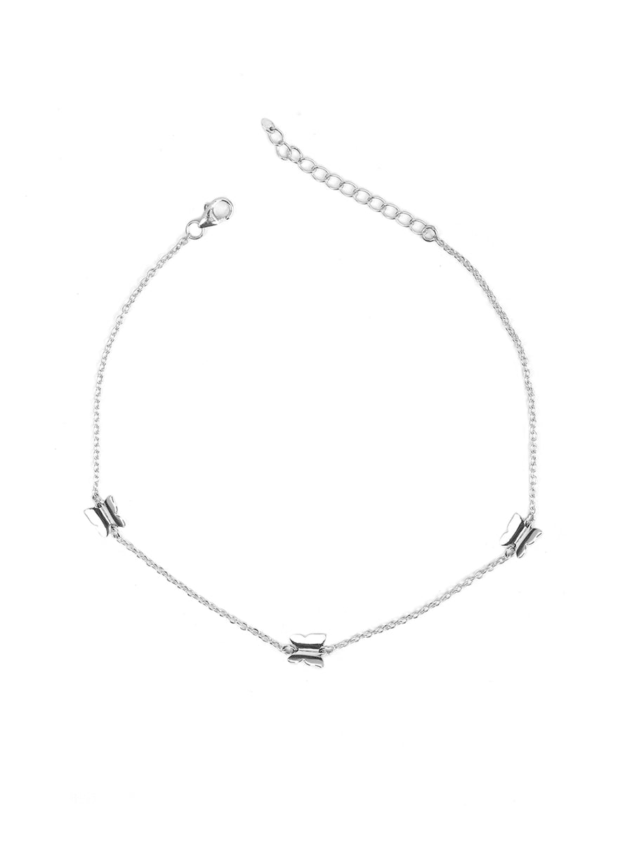 Butterfly Anklet For Women In Pure Silver-1