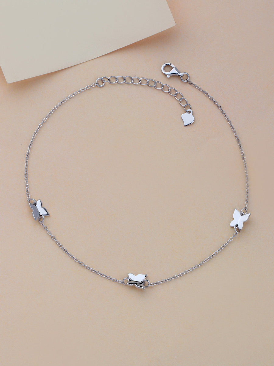 Butterfly Charm Anklet Online  In Pure Silver