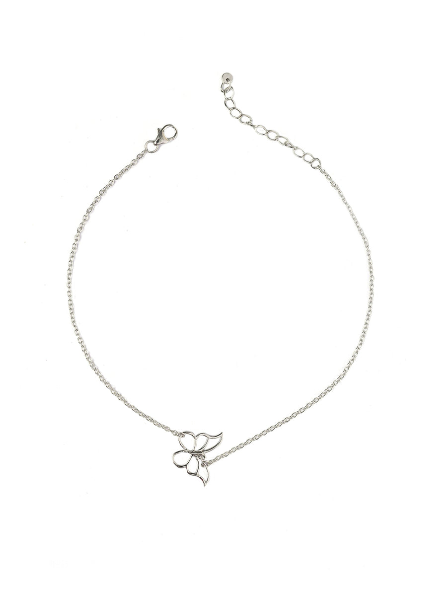 Single Butterfly Anklet | Silver Payal