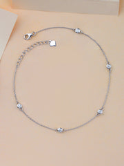 Solitaire Anklet For Women In Pure 925 Silver-8