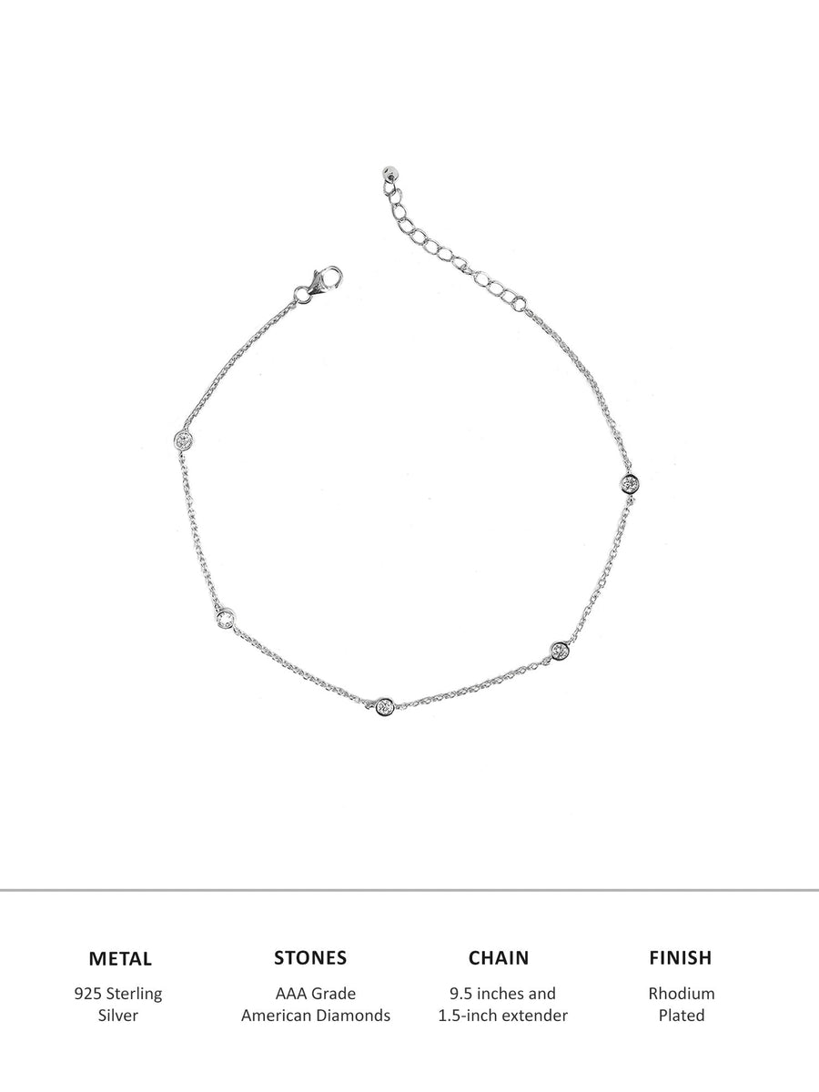 SOLITIARE ANKLET FOR WOMEN IN PURE 925 SILVER-3
