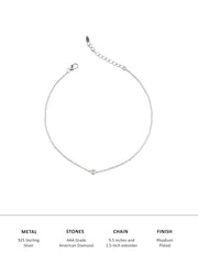 Single Solitaire Pure Silver Anklet For Women-3