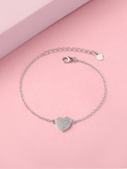 Sparkles Heart Design Silver Bracelet