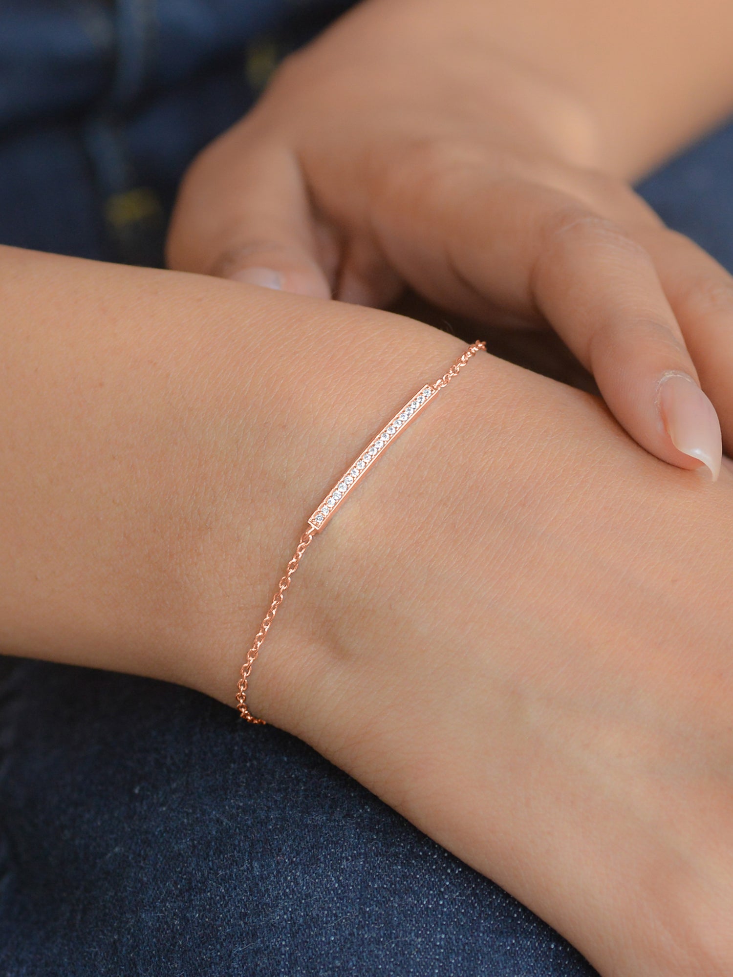 American Diamond Trendy Rose Gold Bracelet For Women-2