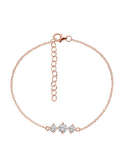 Rose Gold Plated Diamond Look Silver Solitaire Bracelet for Women
