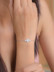 925 Silver Halo Design Cluster Bracelet For Women