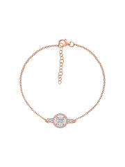 Rose Gold Halo Design Cluster Bracelet For Women