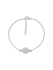 925 Silver Halo Design Cluster Bracelet For Women