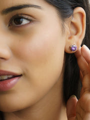 2 Carat Amethyst Studs Earrings For Women-2