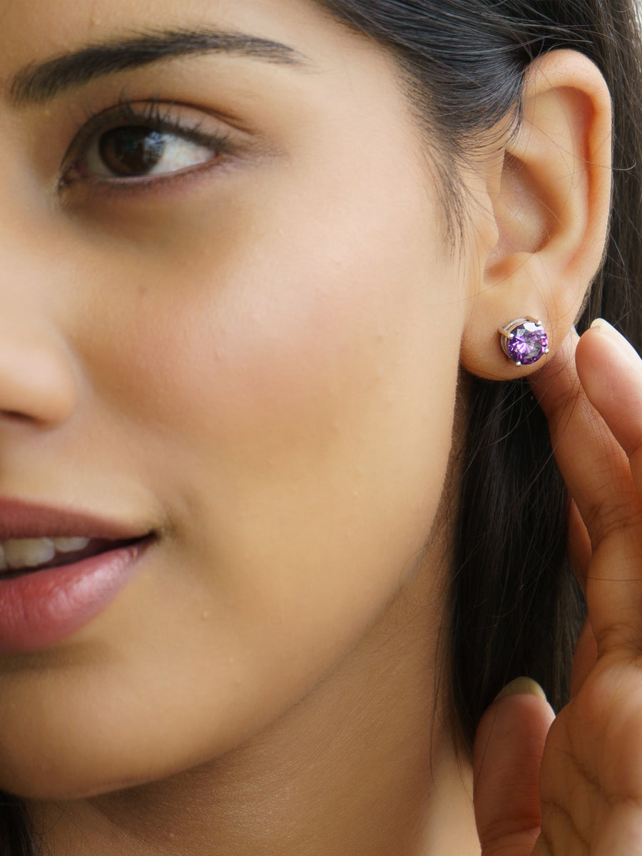 2 Carat Amethyst Studs Earrings For Women-2