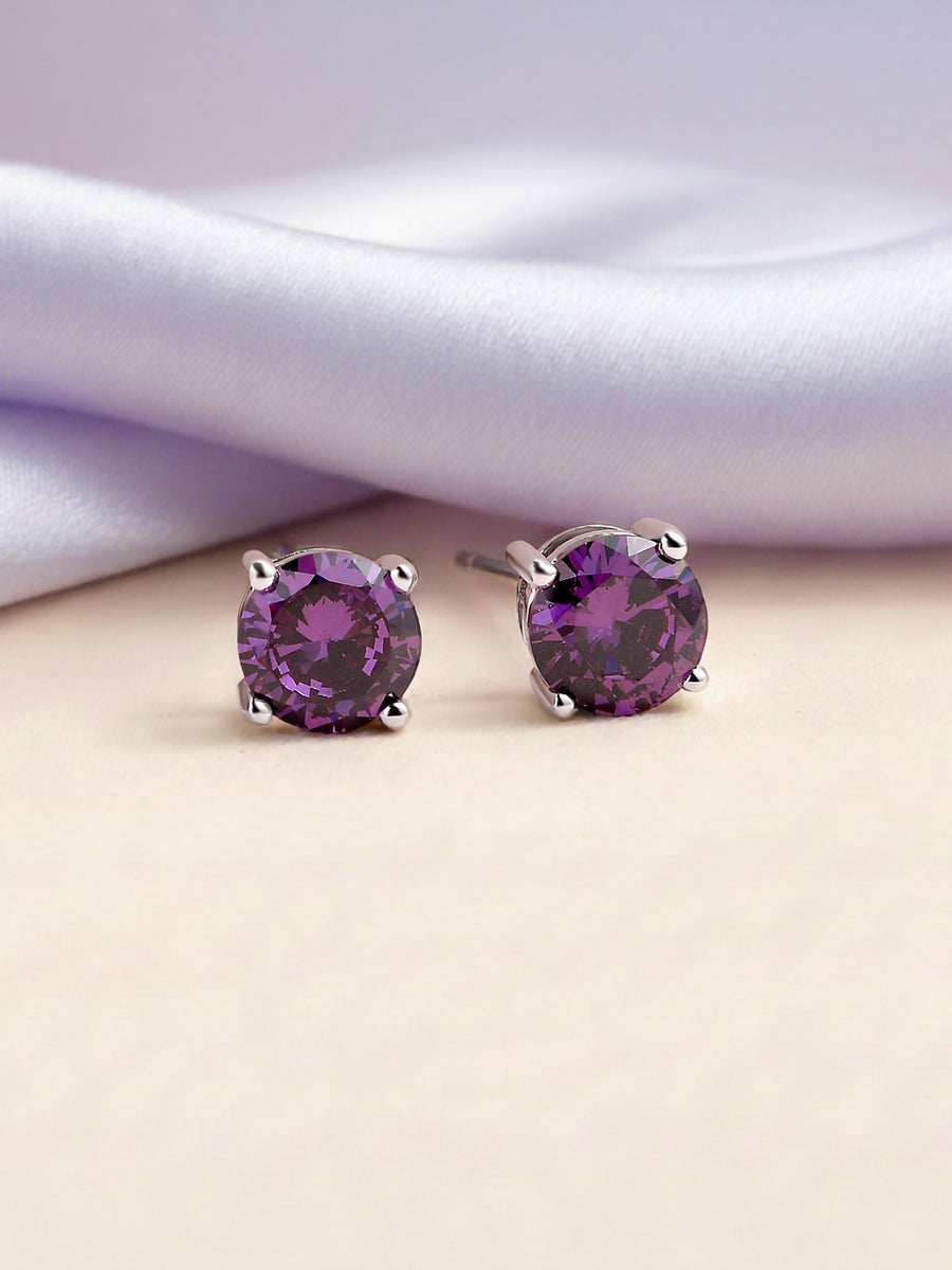2 Carat Amethyst Studs Earrings For Women