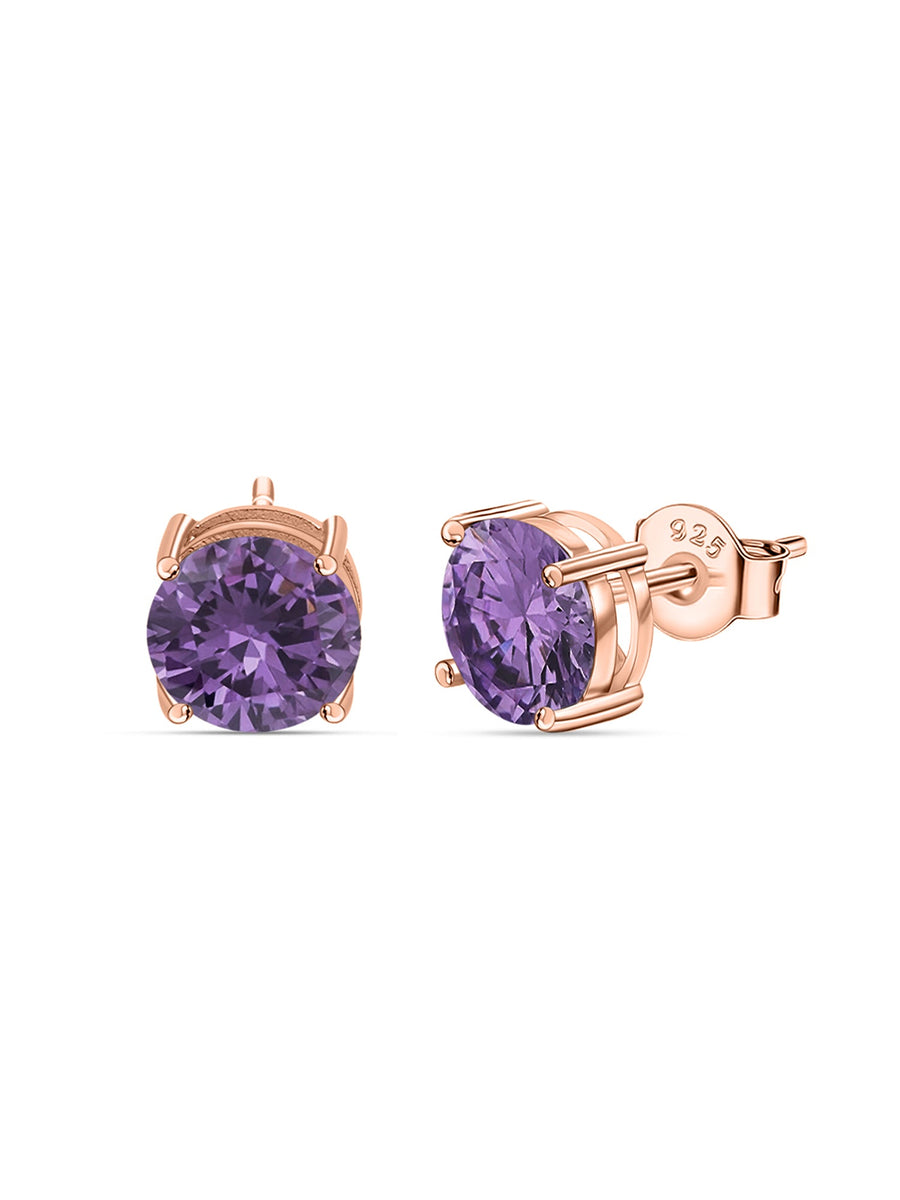 2 Carat Rose Gold Amethyst Studs Earrings For Women