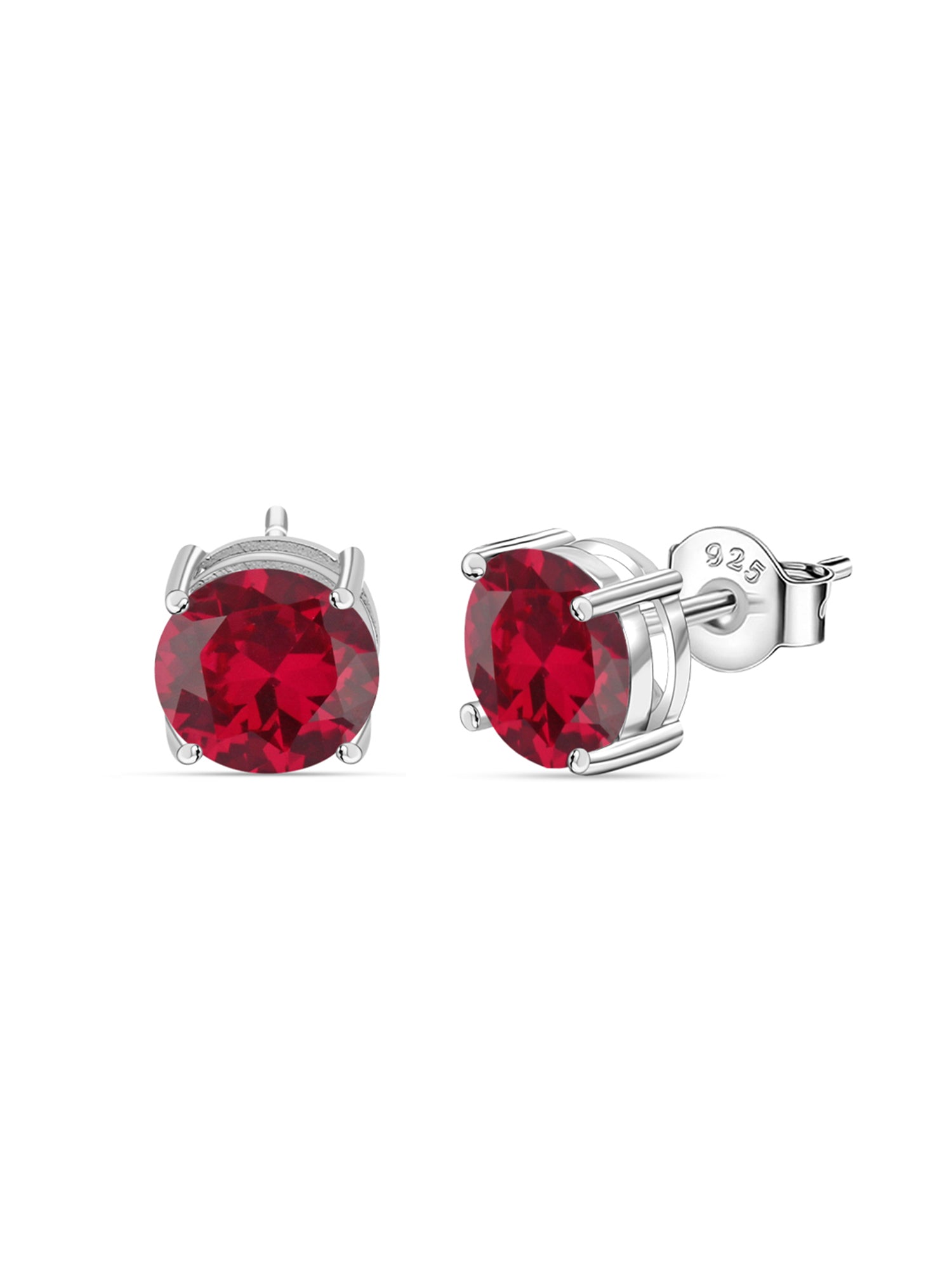 Red Ruby 2 Carat Solitaire Stud Earrings For Women-8
