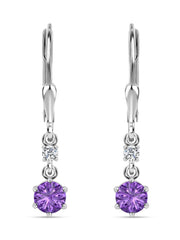 Pure 925 Silver Amethyst Dangle Earrings For Women