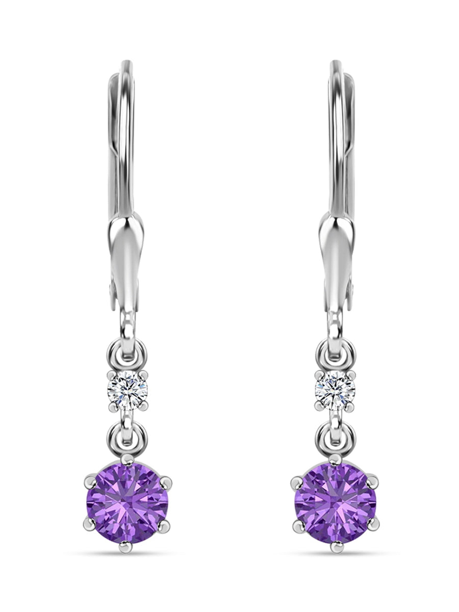 Pure 925 Silver Amethyst Dangle Earrings For Women
