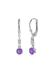 Pure 925 Silver Amethyst Dangle Earrings For Women