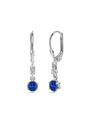 Ornate Jewels Blue Sapphire Dangle 925 Silver Earrings For Women